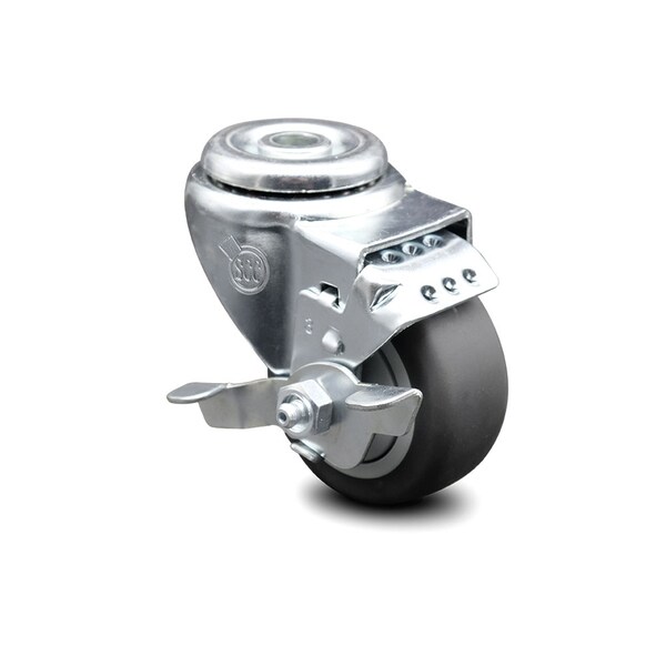 3.5 Inch Thermoplastic Rubber Wheel Swivel Bolt Hole Caster with Brake SCC